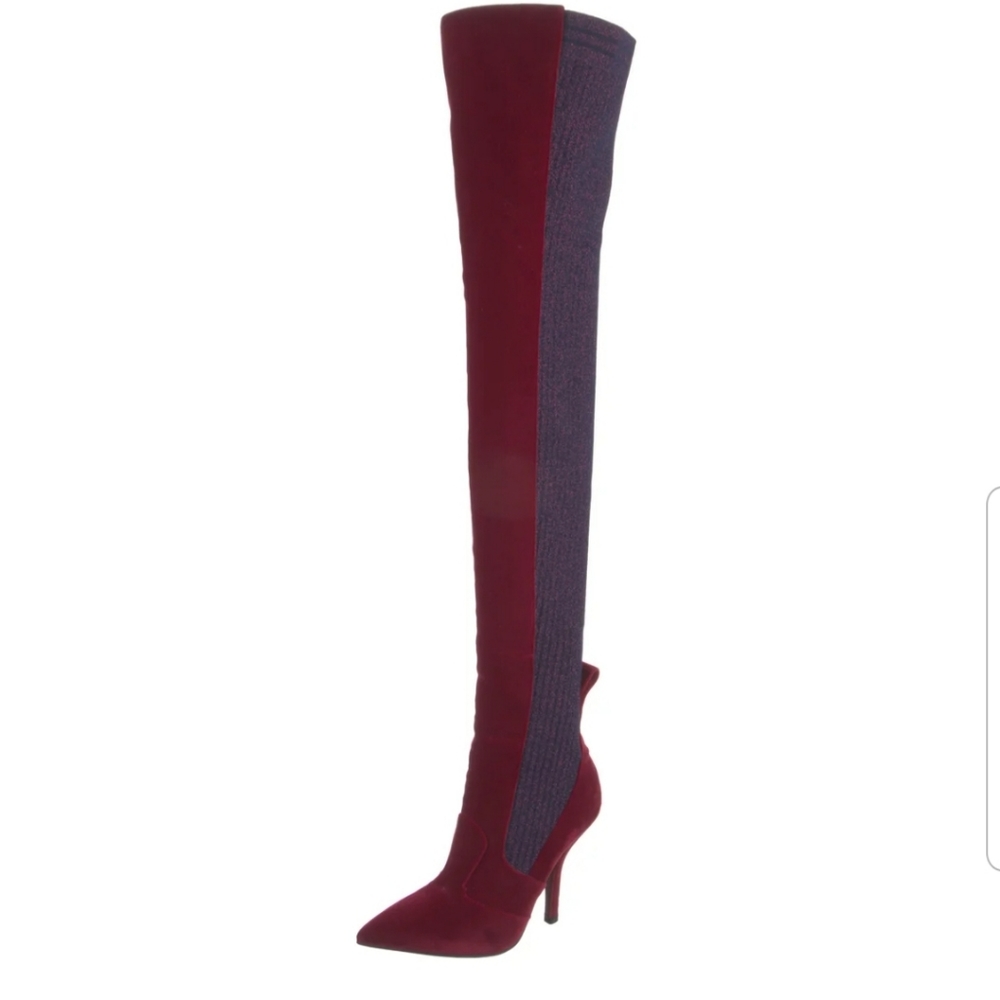 Fendi rare Velvet Colorblock Pattern Thigh High Sock Boots size 7. - Picture 3 of 6